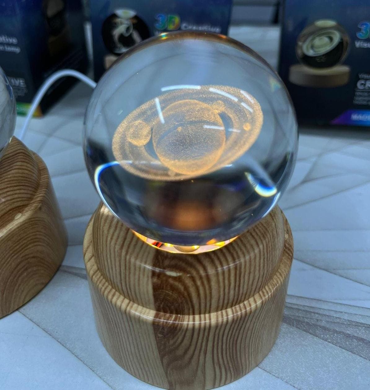 ESFERA GIRATORIA DE VIDRIO CON LUZ LED